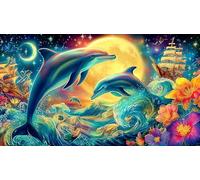 dolphin Recycled Paper Jigsaw Puzzle 1000 Pc - Educational Decompression for Adults Home 38x52/1000pcs
