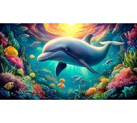 dolphin Recycled Paper Jigsaw Puzzle 1000 Pc - Educational Decompression for Adults Home 38x52/1000pcs