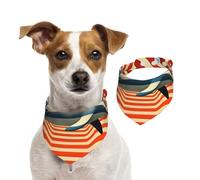 Dolphin Retro Graphics Pet Scarf Dog Bandanas Spring Summer Soft Cotton Puppy Scarfs Adjustable Accessories for Small Medium Large Girl Boy Pup Medium