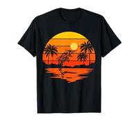 Dolphin Retro Sunset Tropical Beach Vibes Islands Hawaii T-Shirt