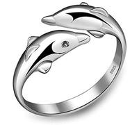 Dolphin ring Two Fish Around The Finger Open ring Adjustable Size Retro Elegant Ladies Ring Nice processing