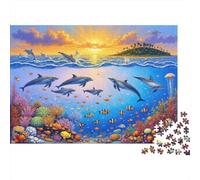 Dolphin Sea Adventure 1000pcs Jigsaw Puzzle for Adults 12+, Premium Paper, Dolphins Coral Reef, Mental Workout Activity, Family Fun, Improves Problem-Solving & Memory for All Ages 52x38cm/1000pcs
