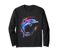 Dolphin Sea Ocean Animal Ocean Sea Dolphin Watercolor Long Sleeve T-Shirt