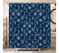 Dolphin Shower Curtain, Nautical Marine Lighthouse Anchors Summer Navy Polyester Waterproof Decorative Bathroom Curtain for Bathroom Bathtub Apartment Decor 72x78 Inch