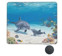 Dolphin Small Mouse Pad 7 X 8.6 in Non-Slip Rubber Base Mouse Mat Waterproof Square Gaming Mousepad for Wireless Mouse Computers Laptop Home Office Travel
