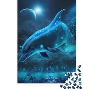 Dolphin Space 500 Piece Puzzles For Adults Creative Rectangular Puzzle Wooden Puzzle Puzzle Jigsaw Gift for Friends Family 500pcs (52x38cm)