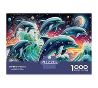 Dolphin Space Jigsaw Puzzles 1000 Pieces Star-filled Space Puzzles for Adults Family Puzzle Game for A Game Night for Adults And Kids 100% Recycled Cardboard 38x26cm/1000pcs