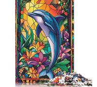 Dolphin Stained Glass Puzzle Jigsaws 1000 Pieces for Adults Puzzles for Adults Family Entertainment Toys 1000pcs (75x50cm)