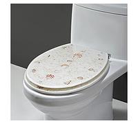 Dolphin, Starfish, Real Seashells and Sands 3D Effects Toilet Seat Cover - Ocean Series Art Slow Close Resin Toilet Lid for U/V/O Type Toilet