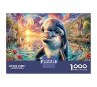 Dolphin Sunset Jigsaw Puzzle Collectors, Dolphin Fantasy Premium Cardstock, Educational Game Challenge, Fun Present & Home Activity, Great Gift Idea 38x26cm/1000pcs