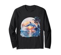 Dolphin Sunset Ocean Sea Dolphin Sea Ocean Animal Lover Long Sleeve T-Shirt