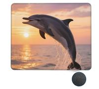 Dolphin Sunset Small Mouse Pad 8.3 X 10.3 in Non-Slip Rubber Base Mouse Mat Waterproof Square Gaming Mousepad for Wireless Mouse Computers Laptop Home Office Travel