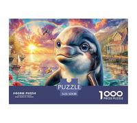 Dolphin SunsetExpert-Level Jigsaw Puzzles for Adults A 1000-Piece (Advanced) Set of Seemingly Impossible, Hard, And Extremely Difficult Challenging Puzzle Educational Games - The Ultimate Test And Gi