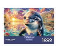 Dolphin SunsetOverwhelming 1000-Piece Jigsaw Puzzles for Adults A Crusade Through Impossible, Hard, And Difficult Challenging Puzzle Games - The Most Prestigious Gift for Adult And Teenage Conquerors