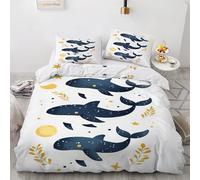 Dolphin Super King Duvet CoverStars Bedding Set 3 Pieces - 110gsm Soft Brushed Microfiber Quilt Cover, Bed Set with 2 Pillowcases 50x75 cm, Zipper Closure -KG4386