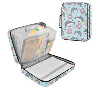 Dolphin Swimming Circle Zipper Binder Bag 3 Ring 6-Tab Expanding File Folder 500 Sheets Organizer for School Work Office