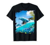 Dolphin Swimming Dolphins In Ocean Beach Palm T-Shirt