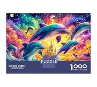 Dolphin Swims in Magical Reef 1000 Piece Jigsaw Puzzle Playful Dolphin Great Gift for Elders, Seniors, Adults & Kids 38x26cm/1000pcs