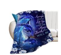 Dolphin Throw Blanket Dolphin Gifts Sea Ocean Animal Dolphin Pictures Decor Bedding Cozy Fleece Flannel Blanket Soft Warm Plush Lightweight for Sofa Bed 40"x50"