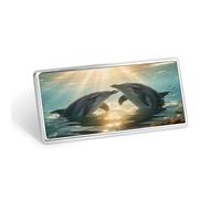 Dolphin Under The Sea Stainless Steel Name Plate with Pin,Durable Personalized Name Tags,Name Badge for Business Work Lable Sign 1.4 * 2.8 in