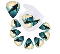 Dolphin Undersea 12 Pack Black Whale Guitar Picks Set with Custom Storage Box, Guitar Accessories, Ukulele for Acoustic Guitar, Bass, Day Gift