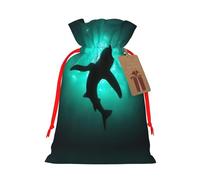 Dolphin Undersea Black Whales Christmas Canvas Gift Bag With Drawstring,Reusable Personalizedgift Bag