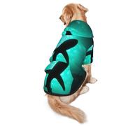 Dolphin Undersea Black Whales Print Dog Hoodie Pet Sweatshirt, Warm, Soft And Breathable Hooded Clothes For Medium To Large Dogs, Easy-To-Wear Design, For Winter And Fall
