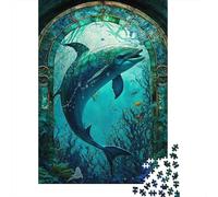 Dolphin Underwater Scene 1000 Piece Jigsaw Puzzle Paper Puzzle for Adults Ocean World Focus Relaxation Home Decor 70x50cm/1000pcs
