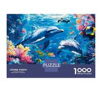 Dolphin Underwater Scene 1000 Piece Jigsaw Puzzle Paper Puzzle Game for Adults Ocean World Relaxing Home Decor Gift 70x50cm/1000pcs