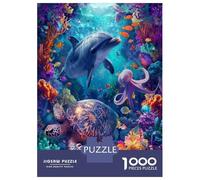 Dolphin Underwater World 1000 Piece Jigsaw Puzzle for Adults Paper 1000 Pieces Puzzle Game Ocean Animals Relaxing Focus Home Decor 70x50cm/1000pcs