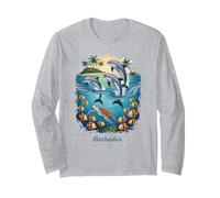 Dolphin Vacation City Barbados Beach Destination Long Sleeve T-Shirt