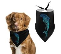 Dolphin Vintage Cute Dog Bandanna Scarf Printed Adjustable Triangle Pet Kerchief for Dogs And Cats