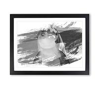 Dolphin Vol.3 V1 Modern Framed Wall Art Print, Ready to Hang Picture for Living Room Bedroom Home Office Décor, Black A4 (34 x 25 cm)