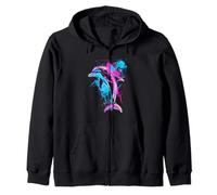 Dolphin Watercolor Ocean Sea Dolphin Sea Ocean Animal Zip Hoodie