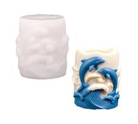 Dolphin Wave Candle Mold - 3D Oceaan Themed Silicone Mould, Reusable Craft | Scented Candle Soap Epoxy Resin Casting Tray | Flexible Realistic Sea Animal Moldd for Home Decor Gift