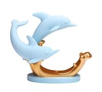 Dolphin Wine Bottle Holder Dolphin Decorative Statue Resin Wine Glass Holder Decorative Wine Rack Dolphin Sculpture for Home Decoration,Blue