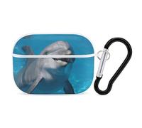 Dolphin with A Smile AirPods Pro Case Cover with Keychain Ring PC Hard Shell Protective Case for AirPods Pro 2nd for Women Men Generation Easy Open Full Drop Protection Cover White-Style