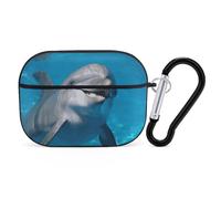 Dolphin with A Smile AirPods Pro Case Cover with Keychain Ring PC Hard Shell Protective Case for AirPods Pro 2nd for Women Men Generation Easy Open Full Drop Protection Cover Black-Style