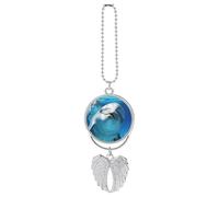 Dolphin with A Smile Car Hanging Ornament Rear View Mirror Pendant Lucky Presents Hanging Ornament Funny Car Pendant for Office Auto Home Decoration Silver-style