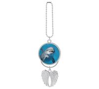 Dolphin with A Smile Car Hanging Ornament Rear View Mirror Pendant Lucky Presents Hanging Ornament Funny Car Pendant for Office Auto Home Decoration Silver-style