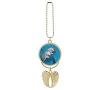 Dolphin with A Smile Car Hanging Ornament Rear View Mirror Pendant Lucky Presents Hanging Ornament Funny Car Pendant for Office Auto Home Decoration Golden-style