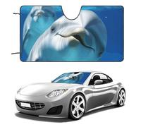 Dolphin with A Smile Car Windshield Sun Shade Keep Car Interior Cool 55"x30" Folding Front Window Sun Shade, Heat Shield for SUV, Truck, Blocks UV