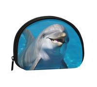 Dolphin with a Smile Coin Purse, Mini Wallet for Women Men Gifts Change Bag with Zipper Shell Shaped Small Coin Bag Travel Organizer Change Storage Pouch for Cash, Cards, Keys, Lipstick