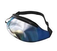 Dolphin with a Smile Fanny Pack for Men Women, Waterproof Sports Waist Bag Fashion Belt Bag Crossbody Bags Hip Bum Bag with Adjustable Strap Large Sling Bag Purse for Travel Hiking