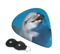 Dolphin With A Smile Guitar Plectrums, 6 Guitar Plectrums, Double Sided Printing, For Acoustic Guitar, Bass, Ukulele, Electric Guitar (0.46 Mm 0.71 Mm 0.96 Mm)