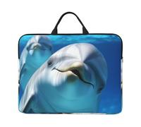 Dolphin with a Smile Laptop Case Sleeve 14 inch Shockproof Protective Notebook Case Travel Laptop Bag with Handle Waterproof Computer Cover Briefcase Handbags for Men Women