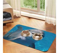 Dolphin with a Smile Pet Feeding Mat 40x60cm, Absorbent Dog Mat for Food and Water Bowl, PU Leather Cat Food Mat Waterproof Dog Bowl Mats Quick Dry Pet Placemats-No Stains