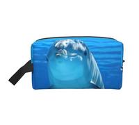 Dolphin with a Smile Printed Travel Storage Pouch, Double Sided Large Bag for Clothes and Personal Accessories