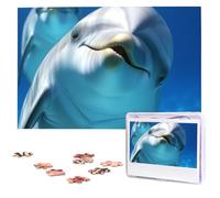 Dolphin with a Smile Puzzles from Photos 1000 Pieces Personalized Wooden Puzzle Challenging Jigsaw Puzzles for Adults Custom Picture Puzzle Gifts for Family Wedding Friend