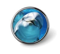Dolphin with A Smile Round Badge Cute Enamel Lapel Pin Brooches Button Pin Personalized Clothing Decoration Unisex Badge Holder Hats Bags Shirts Decor